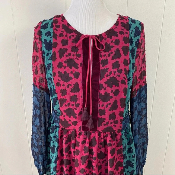 Matilda Jane A Little Party Dress Swiss Dot Color Block Long Sleeve Dress Size S - Picture 5 of 16